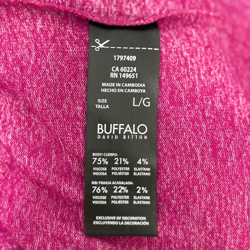 Buffalo David Bitton Raspberry V-Neck Knit Sweater Large Soft Ribbed - Picture 8 of 8